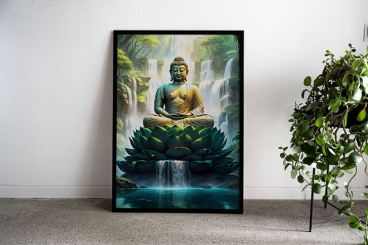Buddha lotus in forest Asian Style Poster | Wall Art for Home & Office | High-Quality Print - High-quality vinyl sk