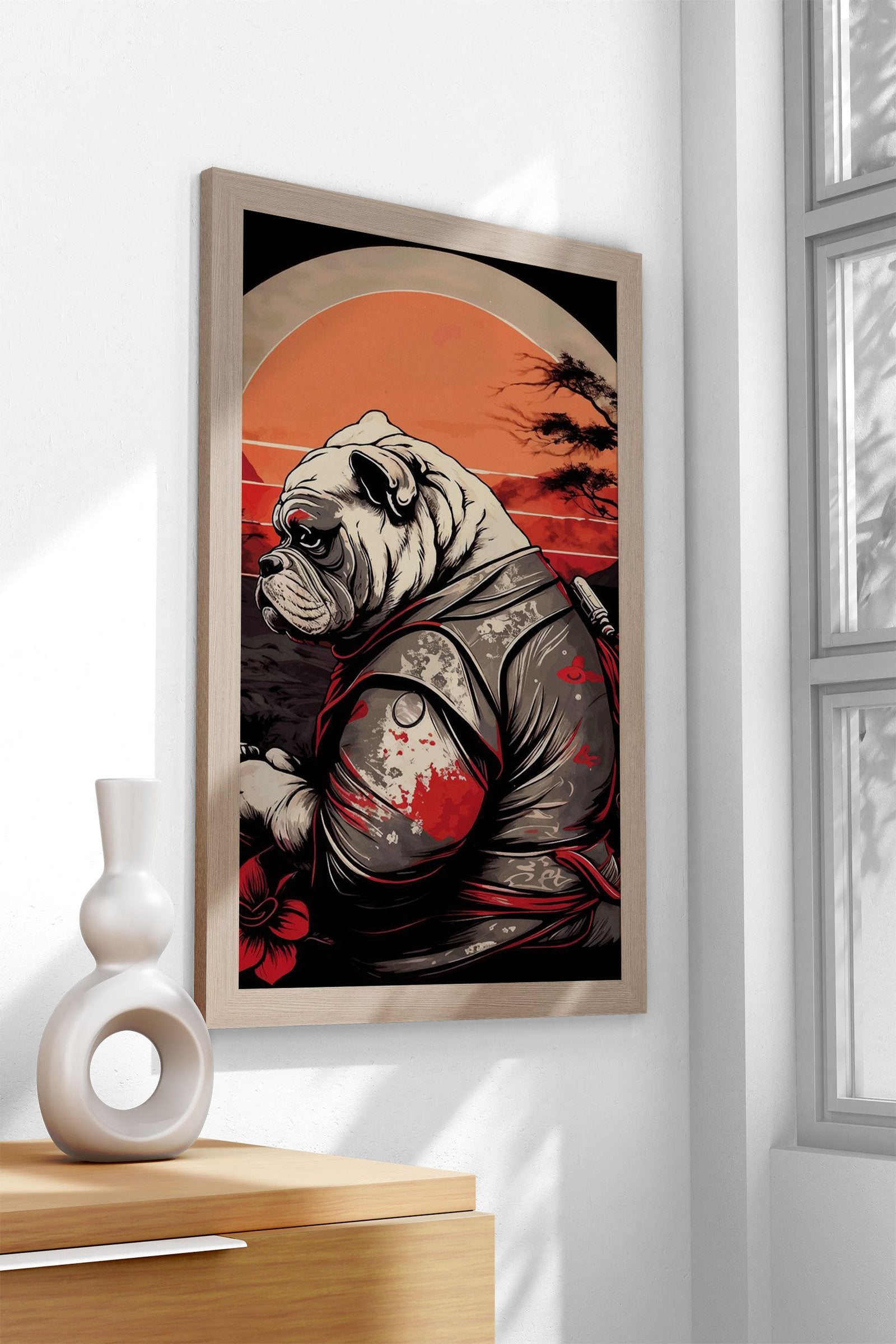 Bulldog Samurai Japan Asian Style Poster | Wall Art for Home & Office | High-Quality Print - High-quality vinyl ski