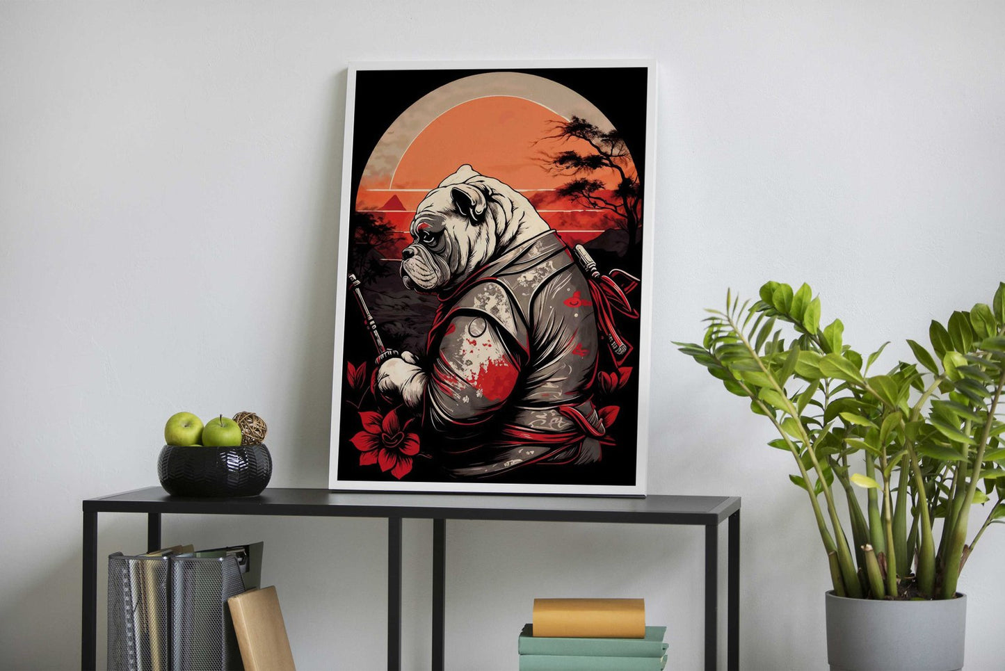 Bulldog Samurai Japan Asian Style Poster | Wall Art for Home & Office | High-Quality Print - High-quality vinyl ski