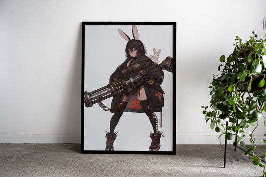 Bunny Battle Queen Asian Style Poster | Wall Art for Home & Office | High-Quality Print - High-quality vinyl skin w