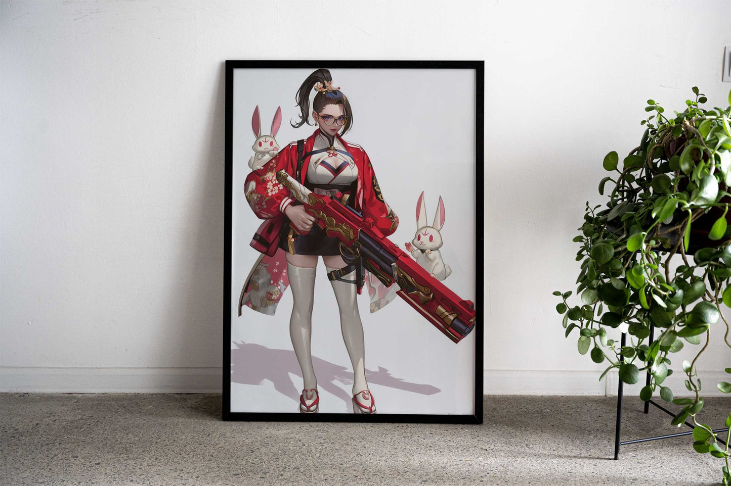 Bunny Geisha Blaster Asian Style Poster | Wall Art for Home & Office | High-Quality Print - High-quality vinyl skin