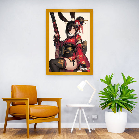 Bunny Geisha Gunner Asian Style Poster | Wall Art for Home & Office | High-Quality Print - High-quality vinyl skin 