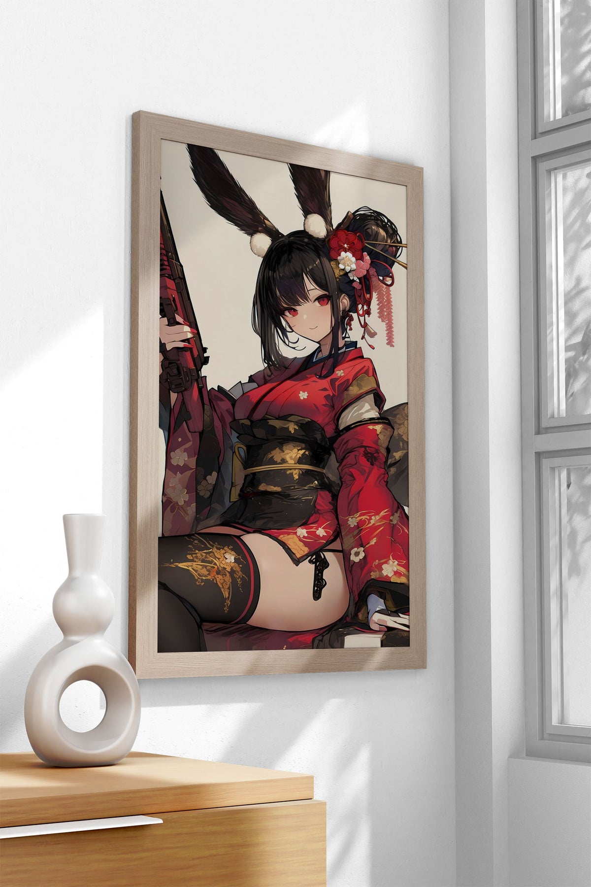 Bunny Geisha Gunner Asian Style Poster | Wall Art for Home & Office | High-Quality Print - High-quality vinyl skin 