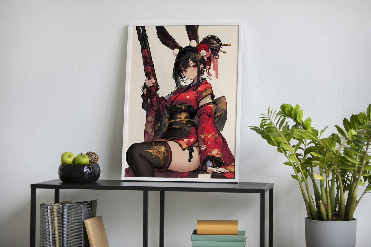 Bunny Geisha Gunner Asian Style Poster | Wall Art for Home & Office | High-Quality Print - High-quality vinyl skin 