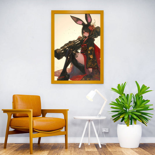 Bunny Geisha Warrior Asian Style Poster | Wall Art for Home & Office | High-Quality Print - High-quality vinyl skin