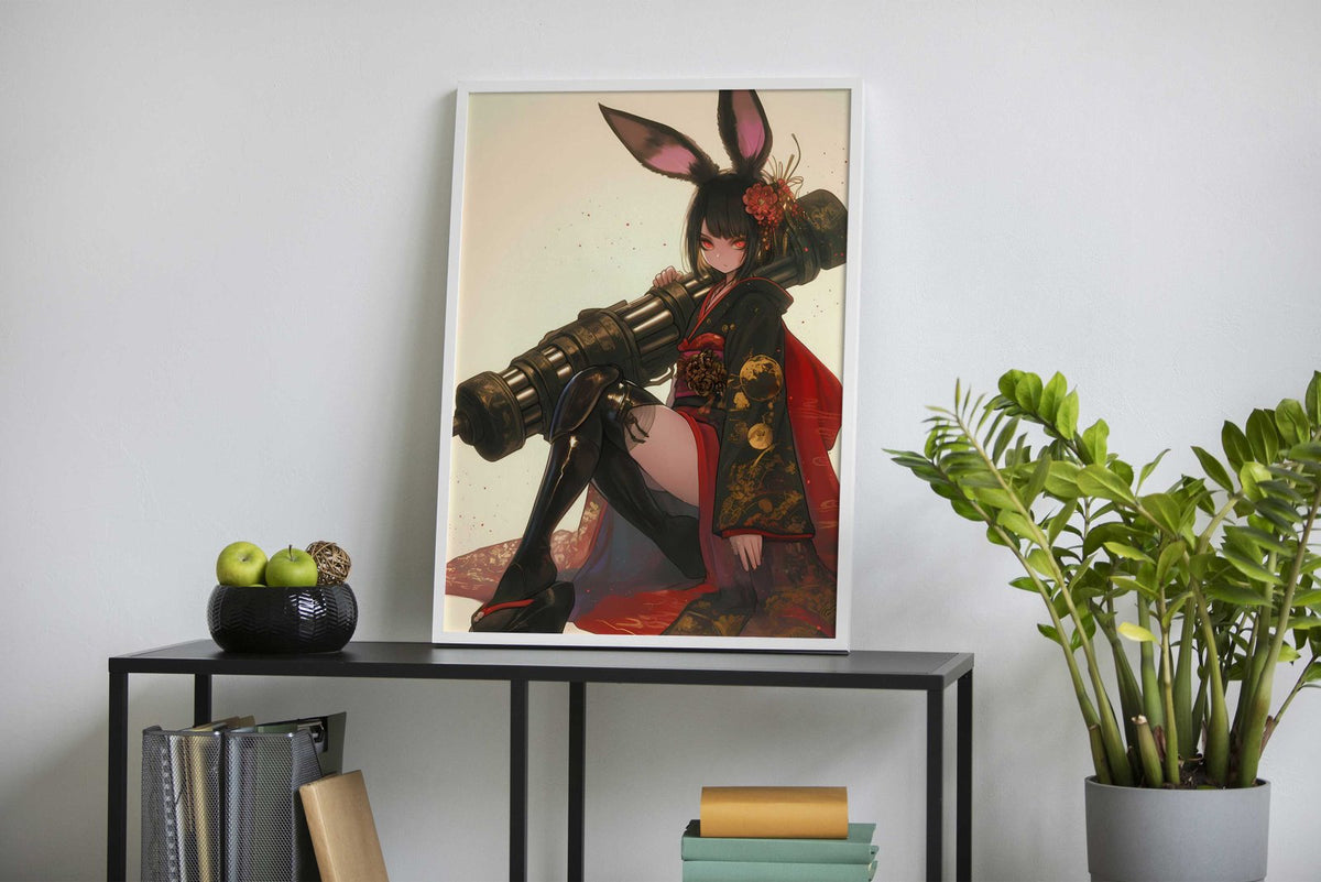 Bunny Geisha Warrior Asian Style Poster | Wall Art for Home & Office | High-Quality Print - High-quality vinyl skin