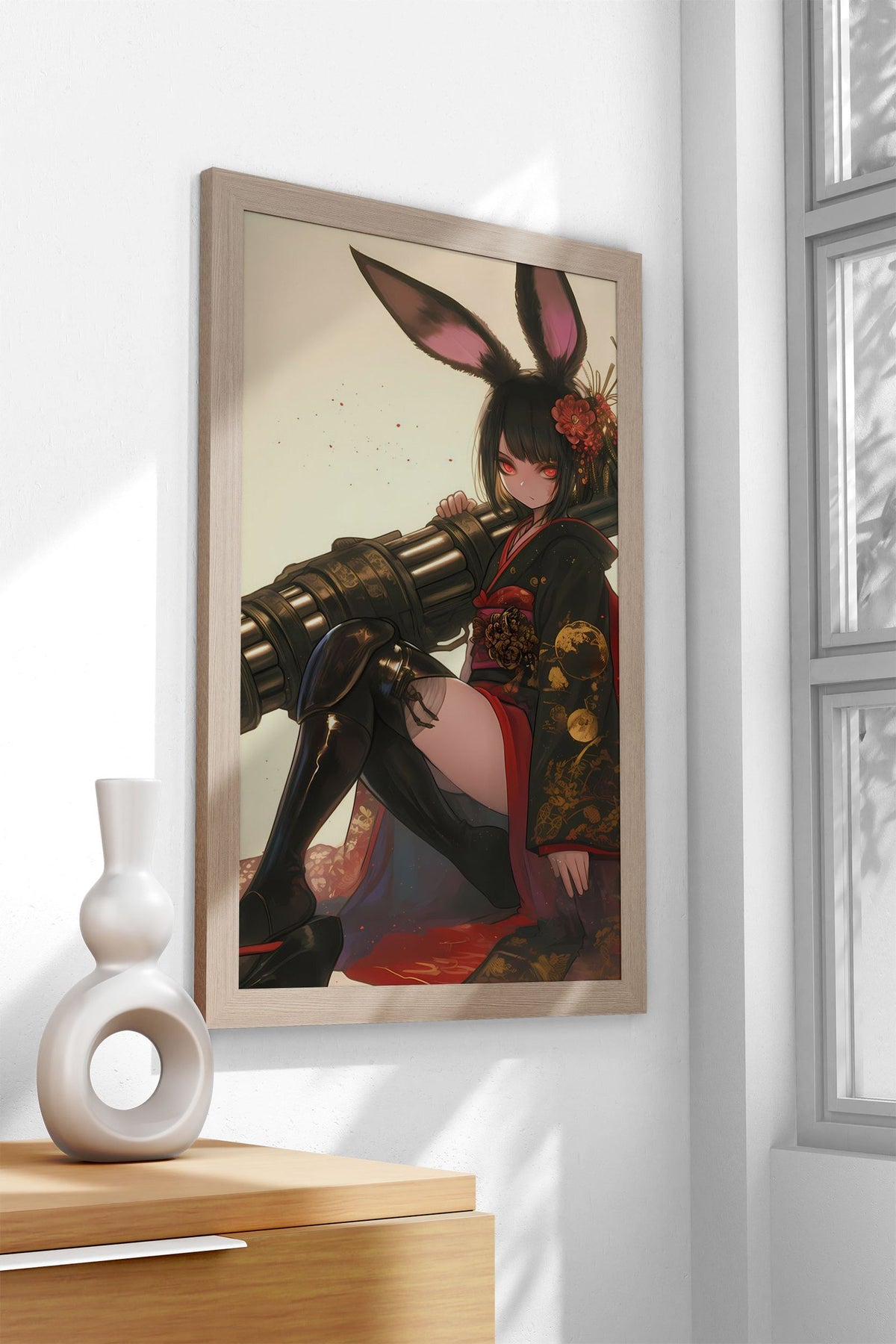 Bunny Geisha Warrior Asian Style Poster | Wall Art for Home & Office | High-Quality Print - High-quality vinyl skin