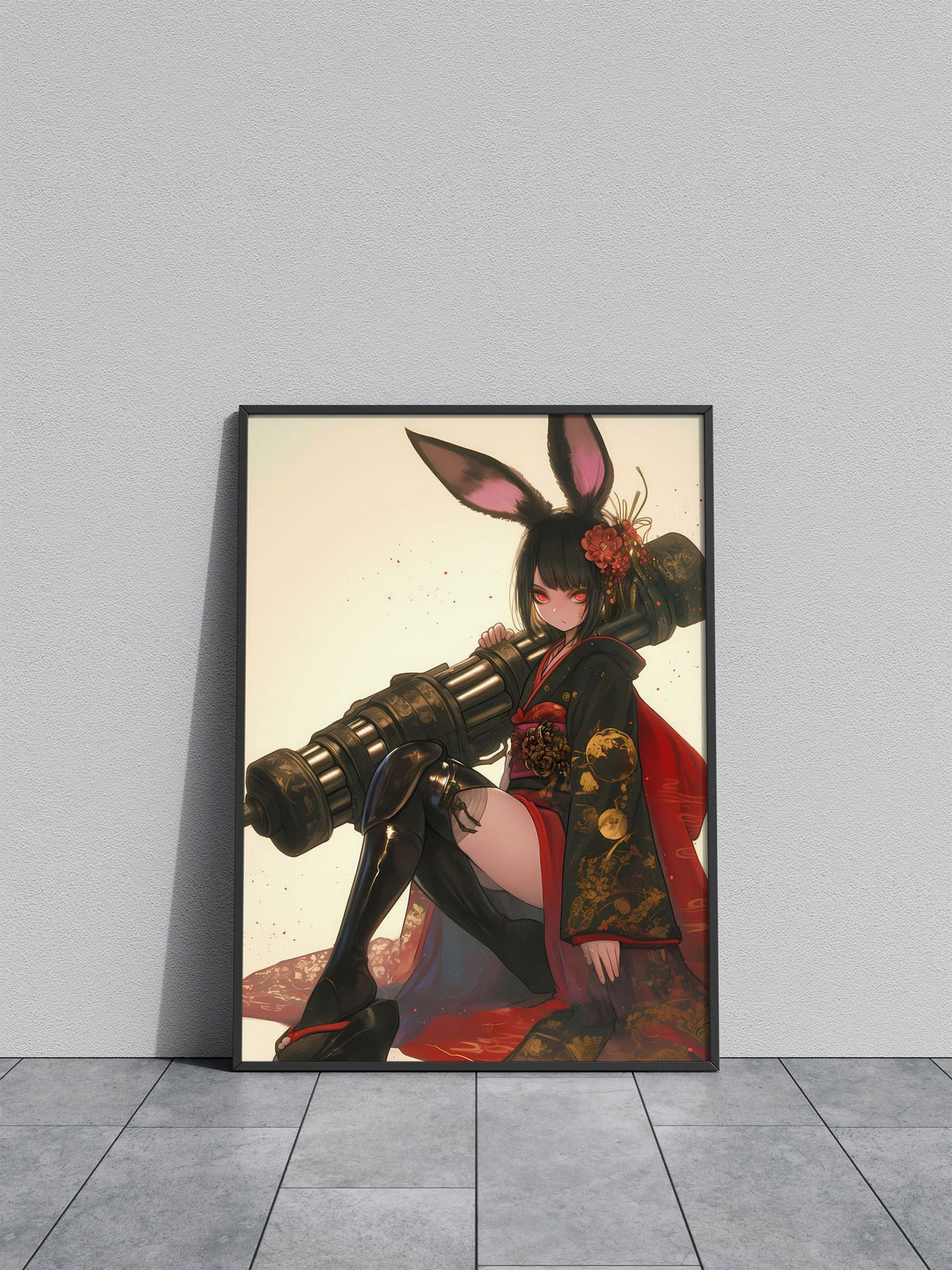 Bunny Geisha Warrior Asian Style Poster | Wall Art for Home & Office | High-Quality Print - High-quality vinyl skin