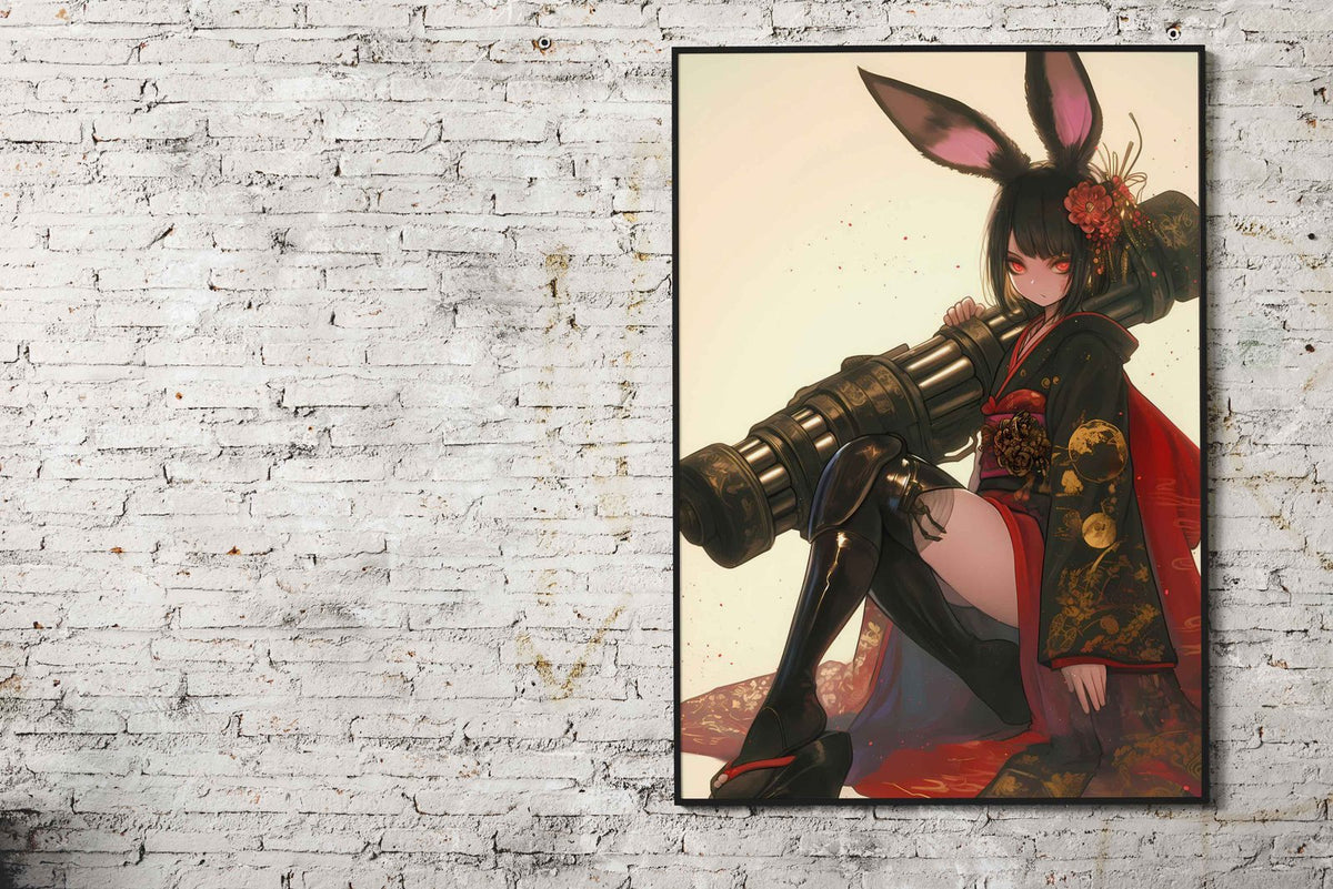 Bunny Geisha Warrior Asian Style Poster | Wall Art for Home & Office | High-Quality Print - High-quality vinyl skin