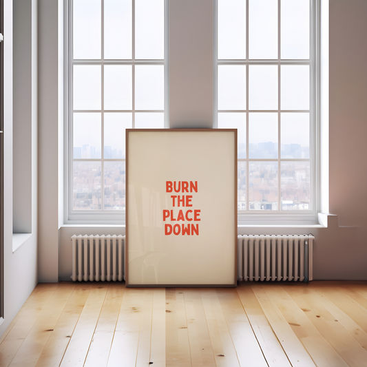 Burn The Place Down | Red Orange and Cream | Art Print - High-Quality Premium Wall Art Decor Sticker