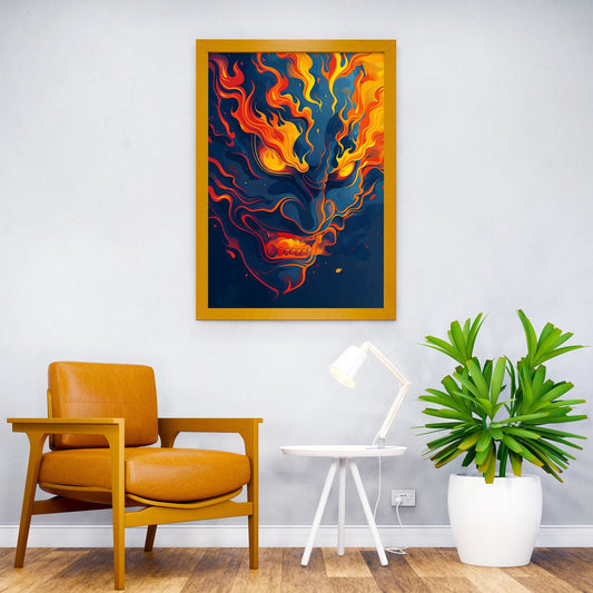 Burning Yokai Oni Asian Style Poster | Wall Art for Home & Office | High-Quality Print - High-quality vinyl skin wr