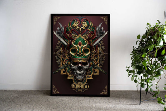 Bushido Mask Asian Style Poster | Wall Art for Home & Office | High-Quality Print - High-quality vinyl skin wrap de