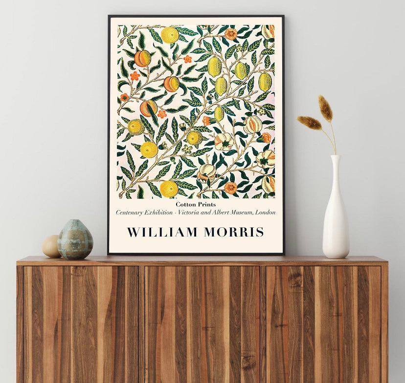 William Morris Citrus Floral Print in Orange and Lemon - High-Quality Premium Wall Art Decor Sticker