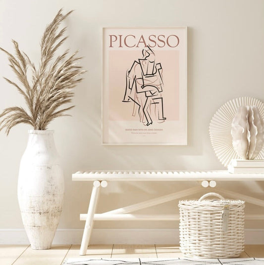 Seated Man Line Art Print Inspired by Picasso