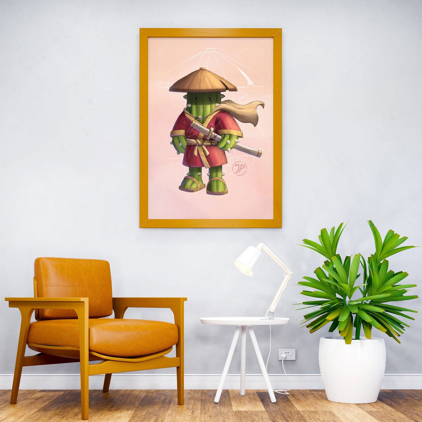 Cactus Samurai Asian Style Poster | Wall Art for Home & Office | High-Quality Print - High-quality vinyl skin wrap 