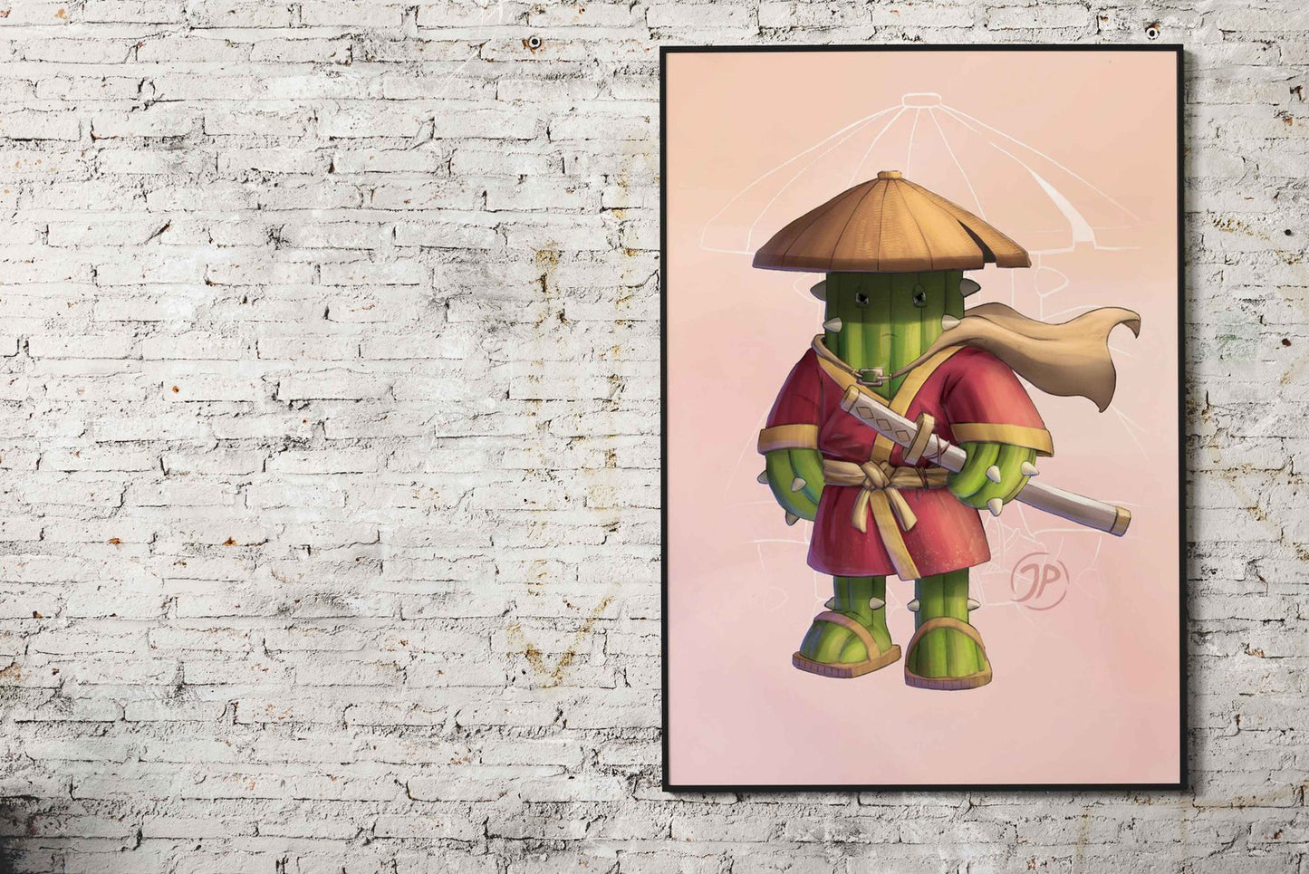 Cactus Samurai Asian Style Poster | Wall Art for Home & Office | High-Quality Print - High-quality vinyl skin wrap 