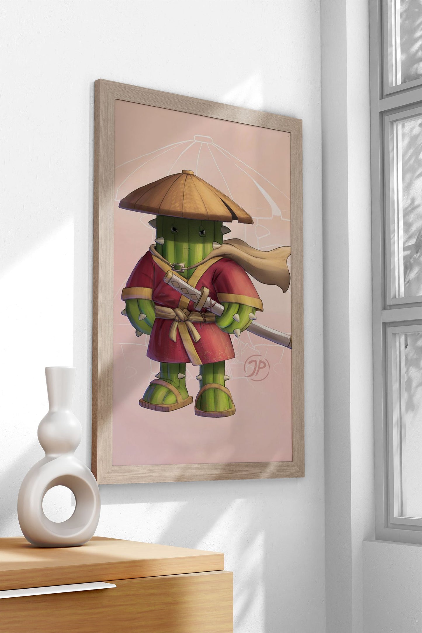 Cactus Samurai Asian Style Poster | Wall Art for Home & Office | High-Quality Print - High-quality vinyl skin wrap 
