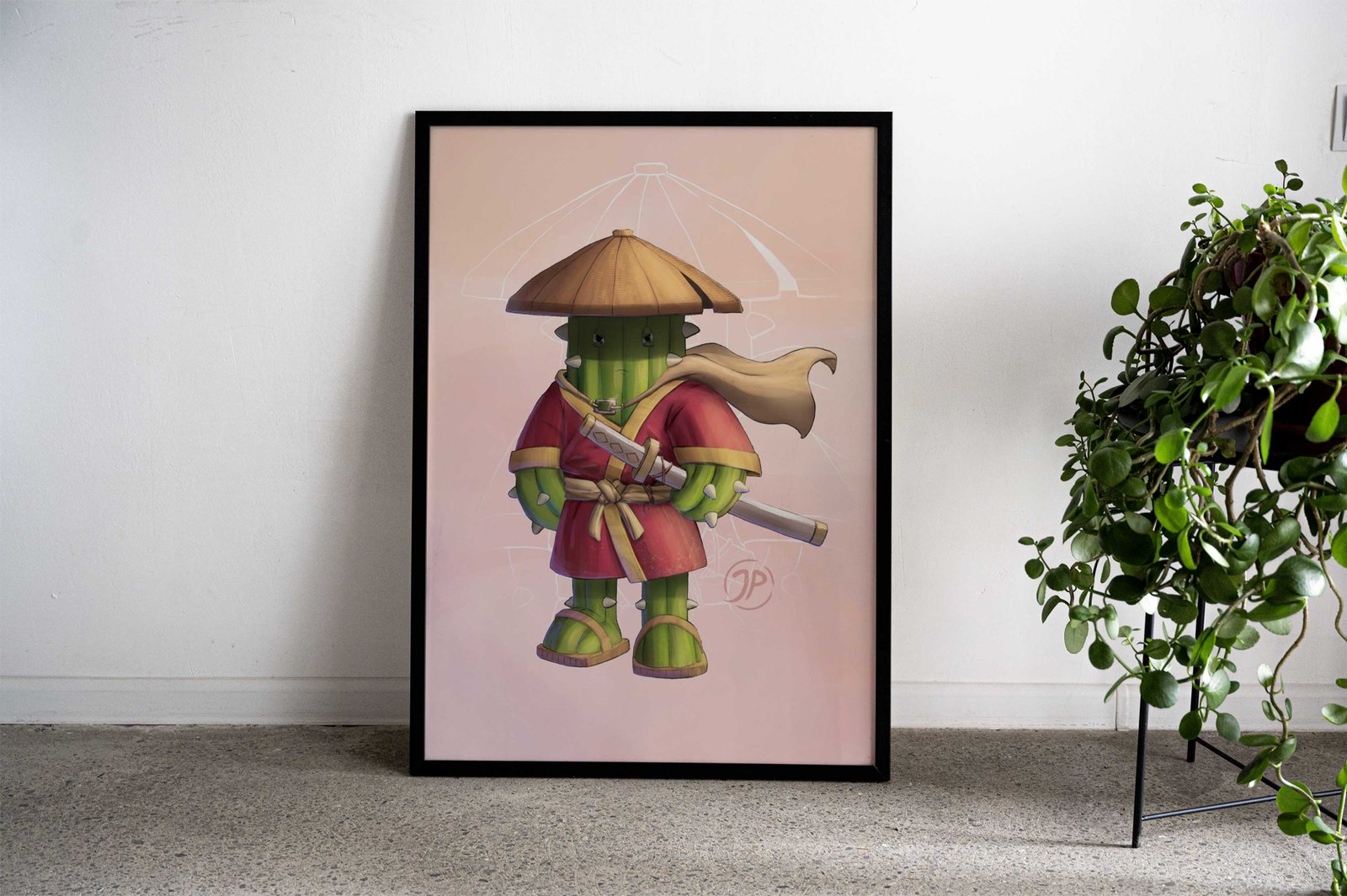 Cactus Samurai Asian Style Poster | Wall Art for Home & Office | High-Quality Print - High-quality vinyl skin wrap 