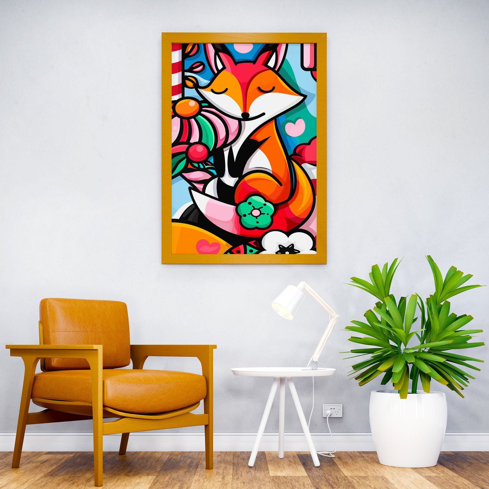 Candy Colored Cute Fox Asian Style Poster | Wall Art for Home & Office | High-Quality Print - High-quality vinyl sk