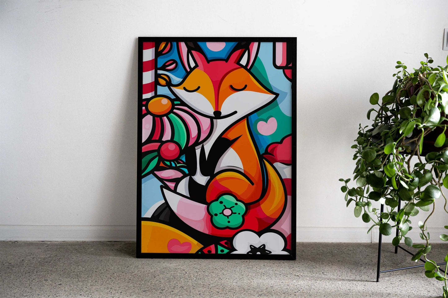 Candy Colored Cute Fox Asian Style Poster | Wall Art for Home & Office | High-Quality Print - High-quality vinyl sk