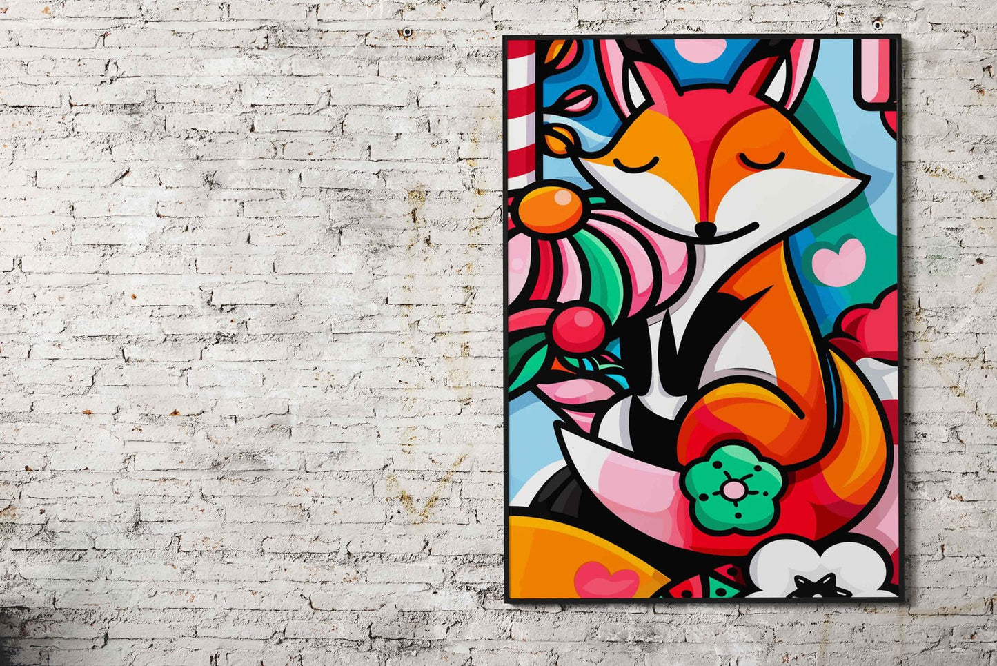 Candy Colored Cute Fox Asian Style Poster | Wall Art for Home & Office | High-Quality Print - High-quality vinyl sk