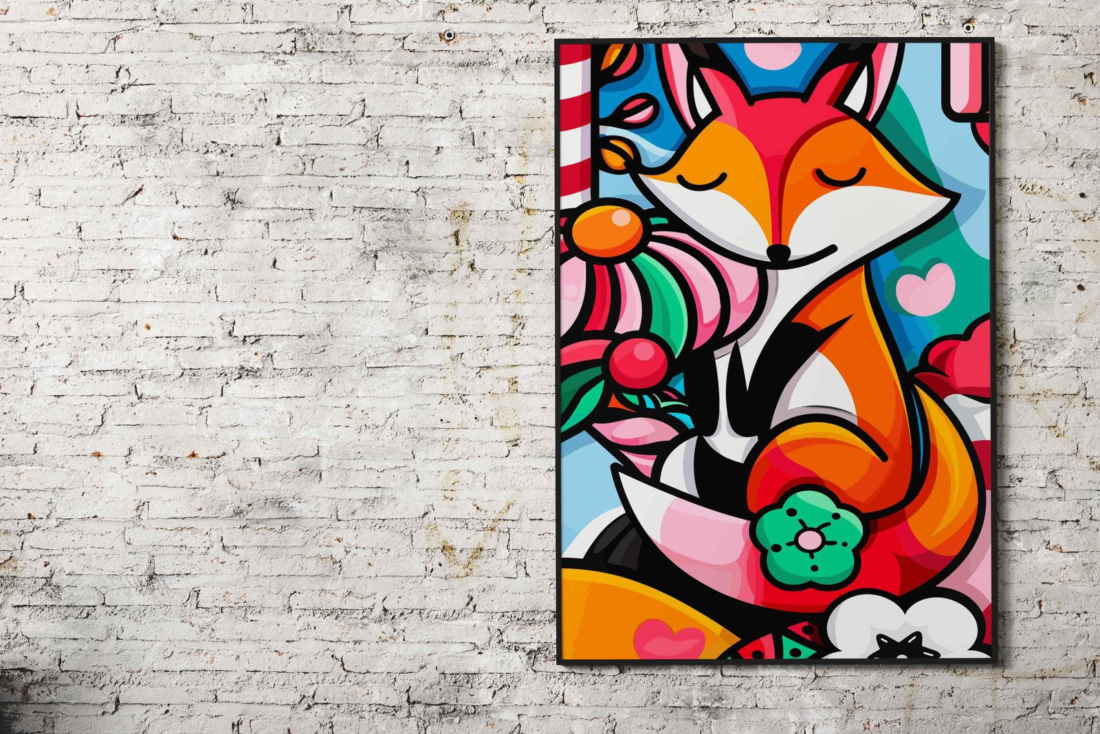 Candy Colored Cute Fox Asian Style Poster | Wall Art for Home & Office | High-Quality Print - High-quality vinyl sk