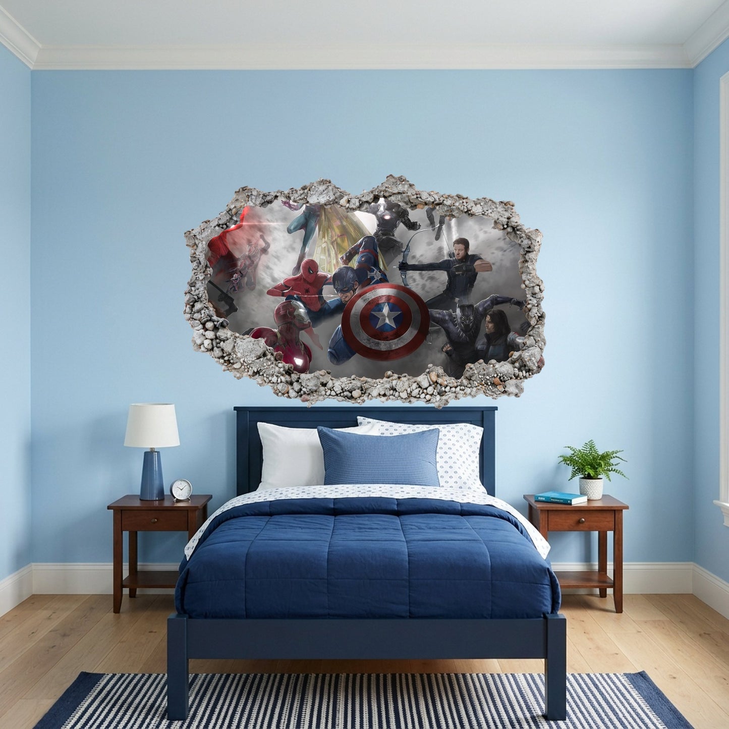 Captain America Iron Man Thor Smashed Brick Decal 3D Effect Sticker 016