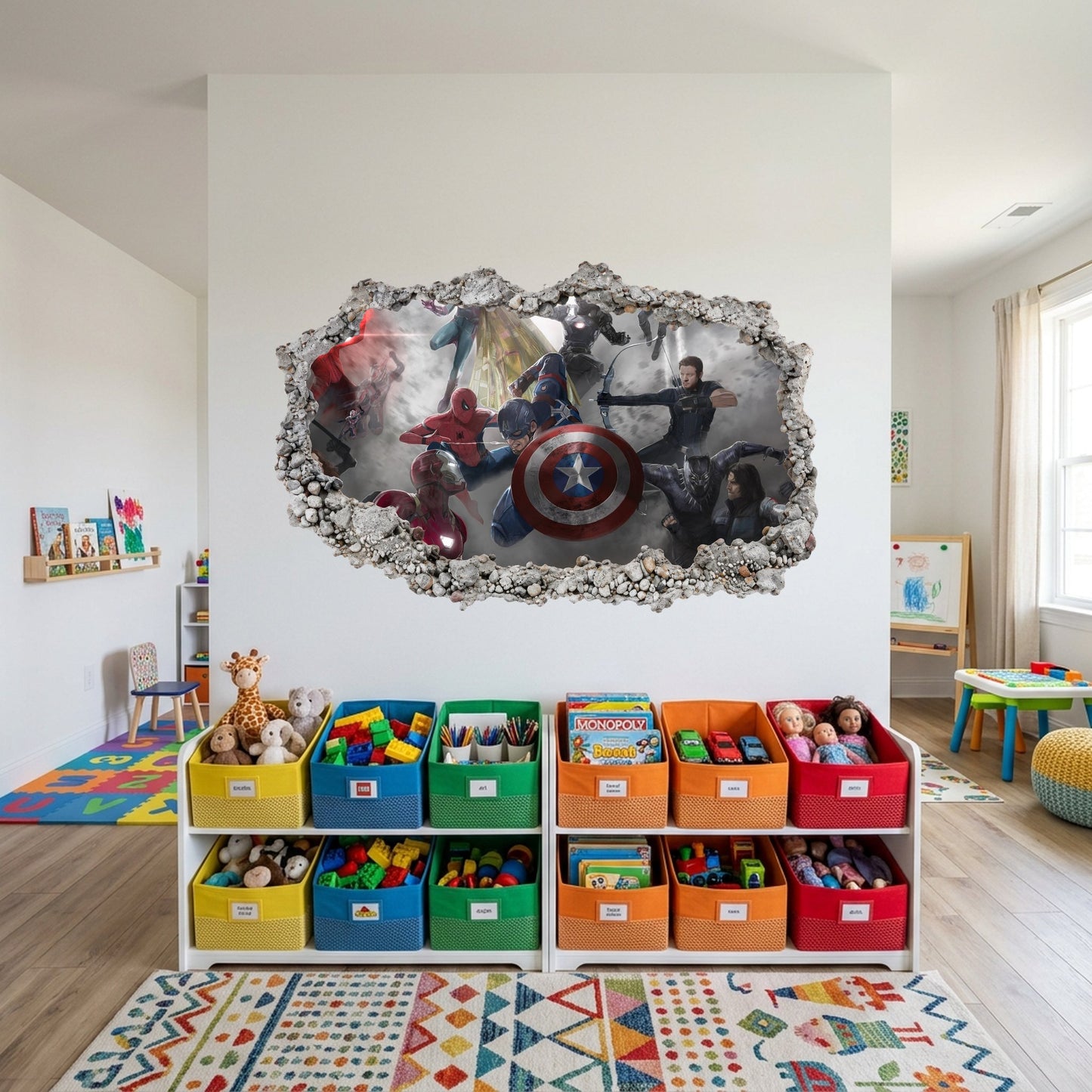 Captain America Iron Man Thor Smashed Brick Decal 3D Effect Sticker 016
