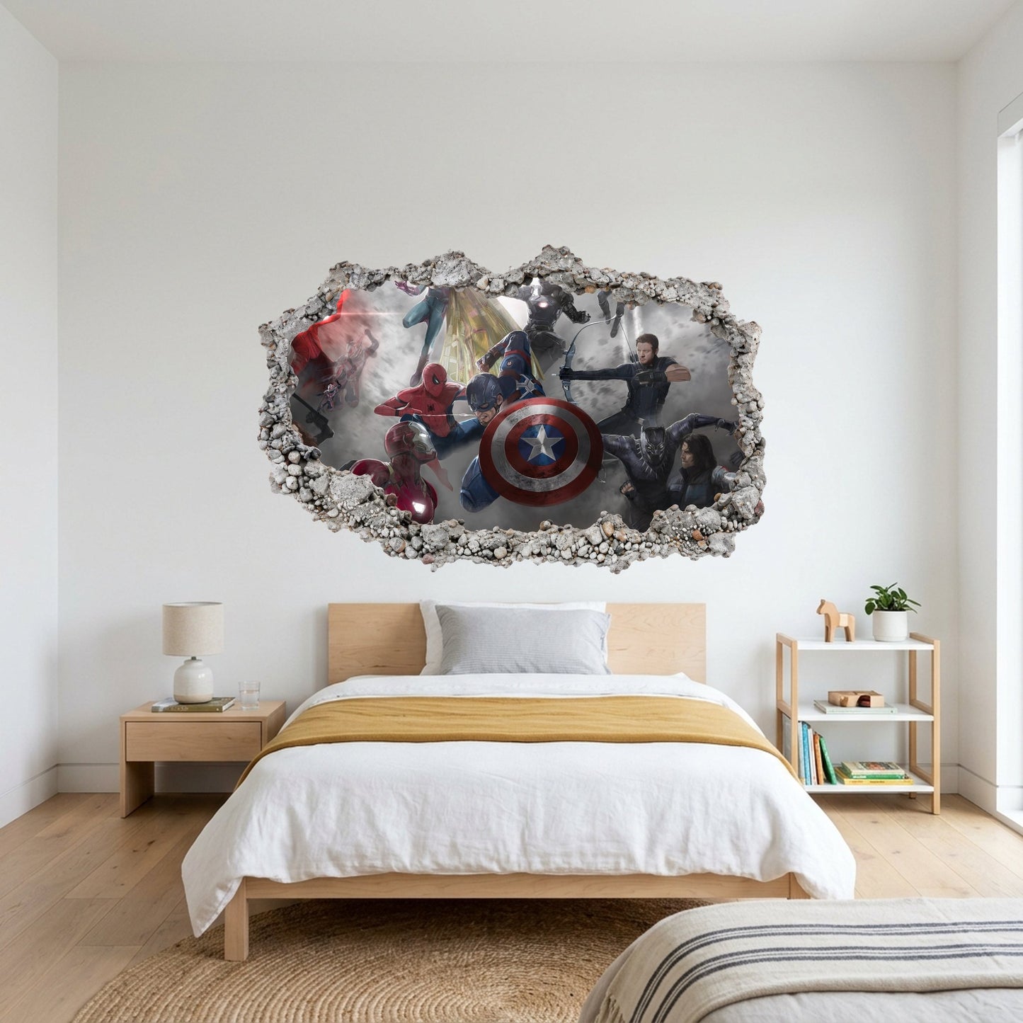 Captain America Iron Man Thor Smashed Brick Decal 3D Effect Sticker 016