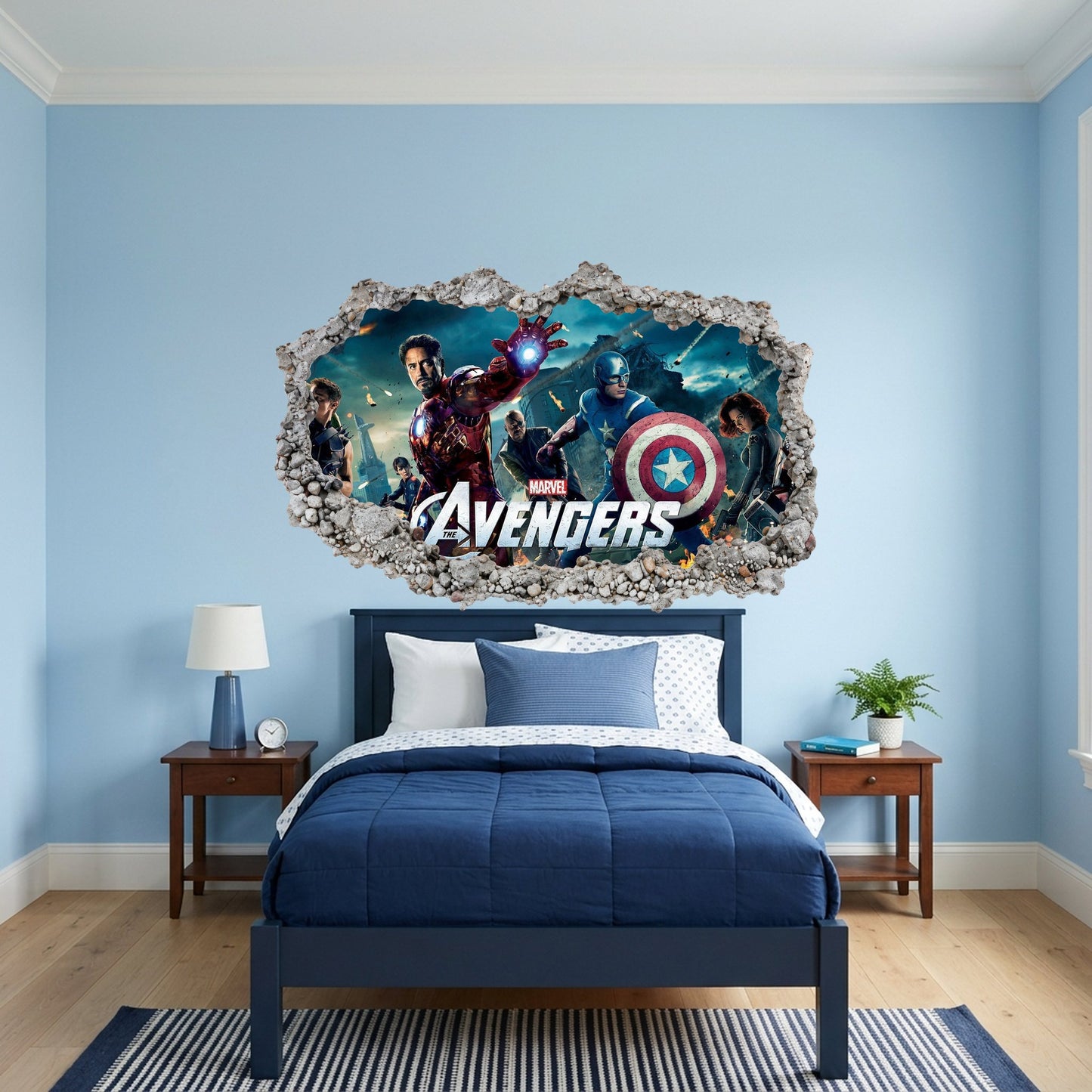 Captain America Iron Man Thor Smashed Brick Decal Vinyl Mural 004