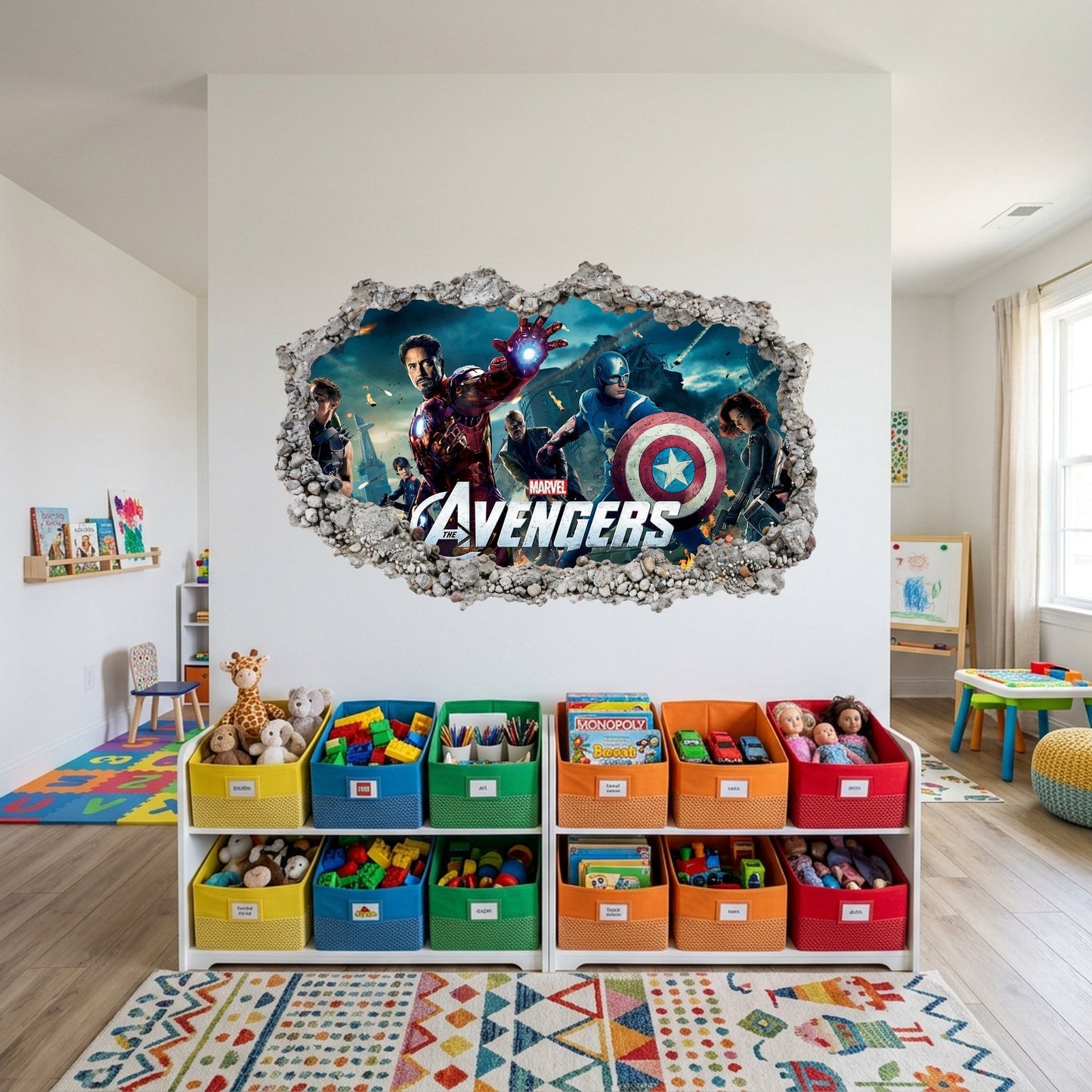 Captain America Iron Man Thor Smashed Brick Decal Vinyl Mural 004