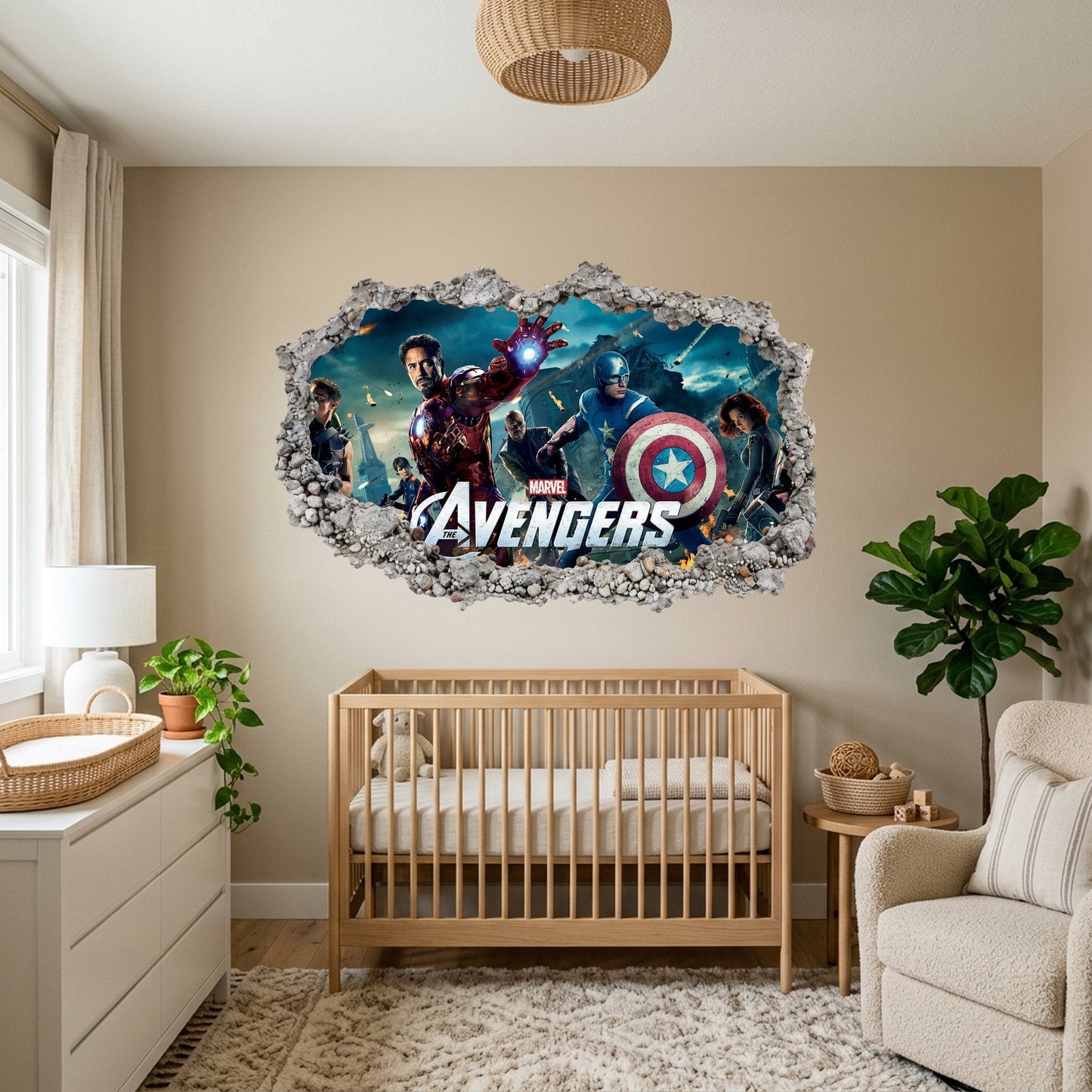 Captain America Iron Man Thor Smashed Brick Decal Vinyl Mural 004