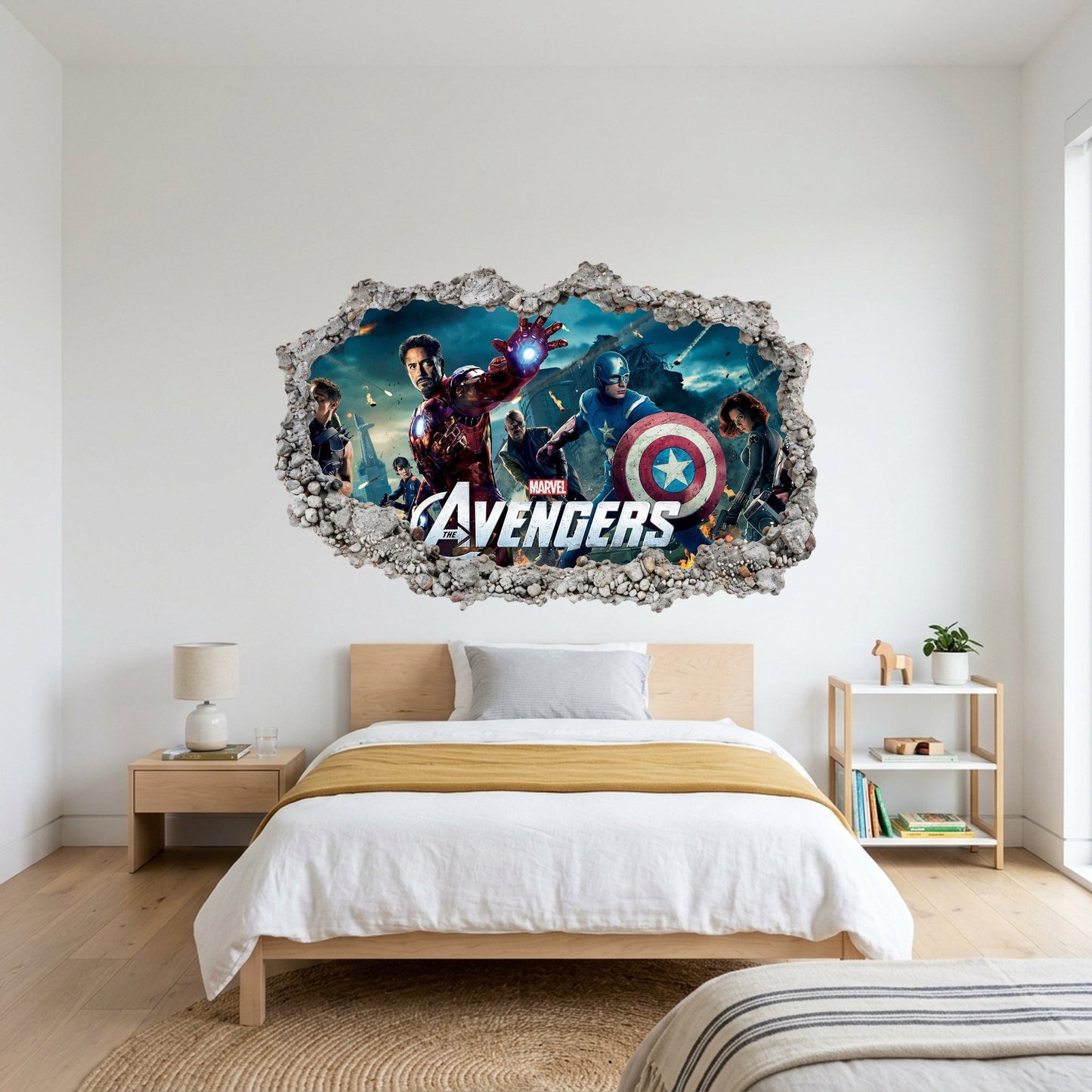 Captain America Iron Man Thor Smashed Brick Decal Vinyl Mural 004