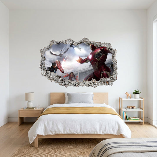 Captain America Iron Man Thor Vinyl Mural Playroom Art Decal 015