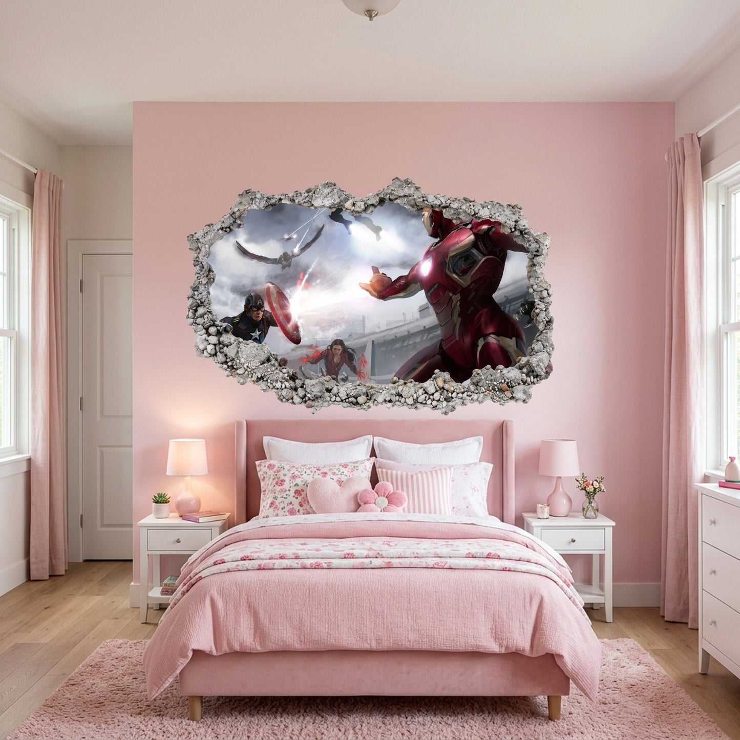 Captain America Iron Man Thor Vinyl Mural Playroom Art Decal 015