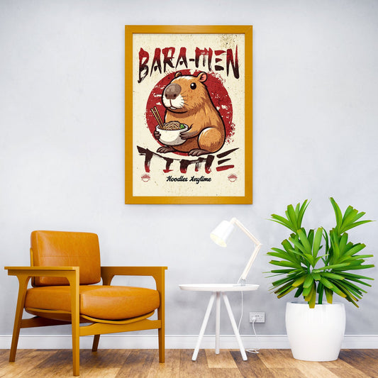 Capybara Eating Ramen Asian Style Poster | Wall Art for Home & Office | High-Quality Print - High-quality vinyl ski