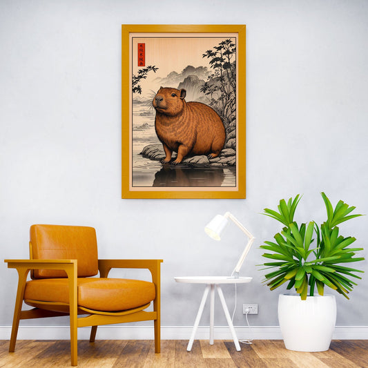 Capybara Japan Vintage Asian Style Poster | Wall Art for Home & Office | High-Quality Print - High-quality vinyl sk
