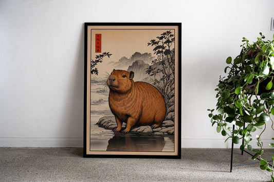 Capybara Japan Vintage Asian Style Poster | Wall Art for Home & Office | High-Quality Print - High-quality vinyl sk