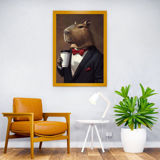 Capybara and coffee Asian Style Poster | Wall Art for Home & Office | High-Quality Print - High-quality vinyl skin 