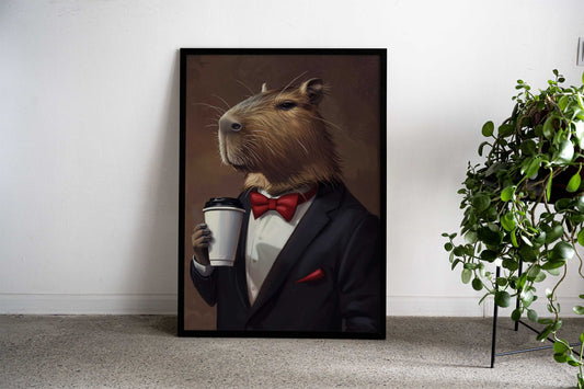 Capybara and coffee Asian Style Poster | Wall Art for Home & Office | High-Quality Print - High-quality vinyl skin 