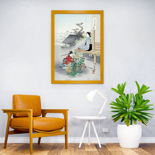 Caring the Chrysanthemum Asian Style Poster | Wall Art for Home & Office | High-Quality Print - High-quality vinyl 
