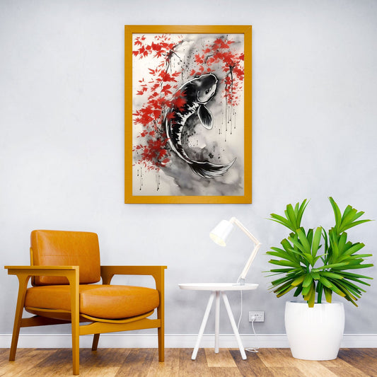 Carpe Koi Fish Japanese Asian Style Poster | Wall Art for Home & Office | High-Quality Print - High-quality vinyl s