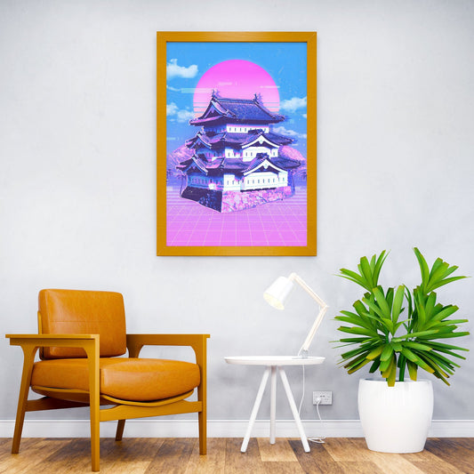 Castle Vaporwape Asian Style Poster | Wall Art for Home & Office | High-Quality Print - High-quality vinyl skin wra