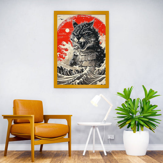 Cat Abstract Japan Asian Style Poster | Wall Art for Home & Office | High-Quality Print - High-quality vinyl skin w