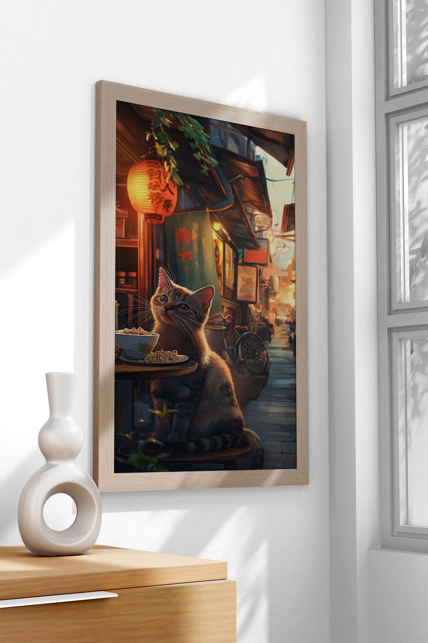 Cat Asia Ramen Village Asian Style Poster | Wall Art for Home & Office | High-Quality Print - High-quality vinyl sk