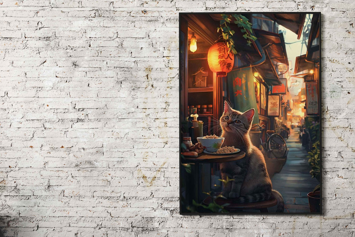 Cat Asia Ramen Village Asian Style Poster | Wall Art for Home & Office | High-Quality Print - High-quality vinyl sk
