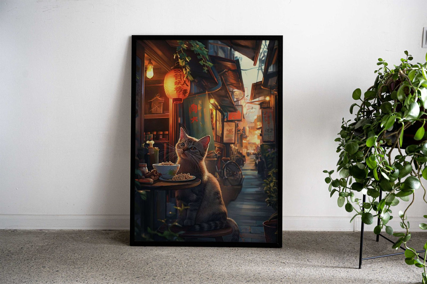 Cat Asia Ramen Village Asian Style Poster | Wall Art for Home & Office | High-Quality Print - High-quality vinyl sk