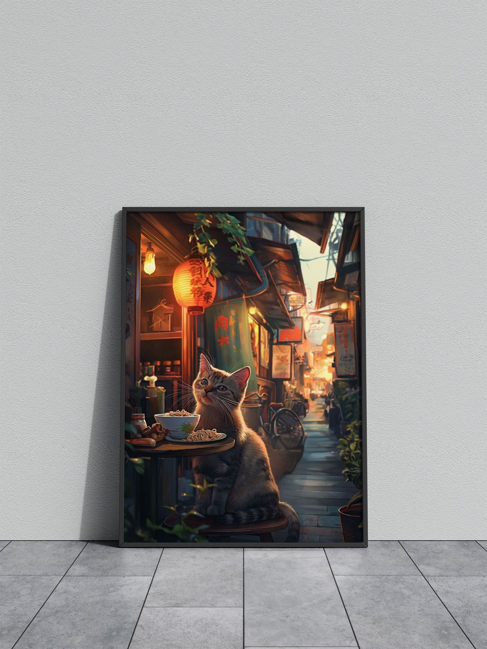 Cat Asia Ramen Village Asian Style Poster | Wall Art for Home & Office | High-Quality Print - High-quality vinyl sk