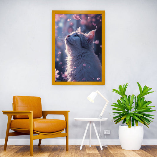 Cat Cherry Blossom Animal Asian Style Poster | Wall Art for Home & Office | High-Quality Print - High-quality vinyl