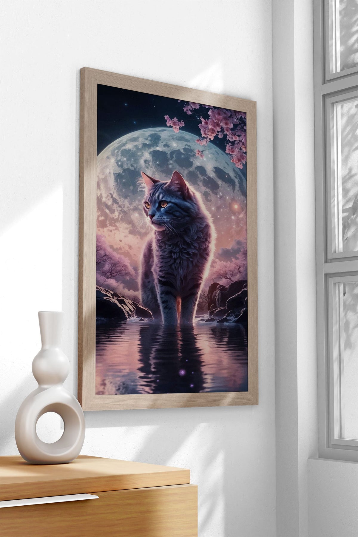 Cat Cherry Blossom Japan Asian Style Poster | Wall Art for Home & Office | High-Quality Print - High-quality vinyl 